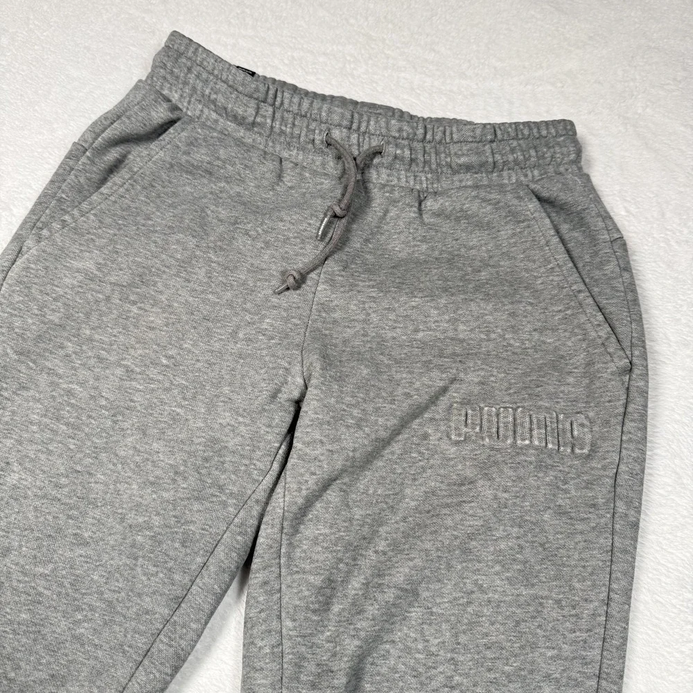 Puma Sweatpants Mens Small Gray Fleece Joggers‎ Ribbed Cuffs Logo 848417-03